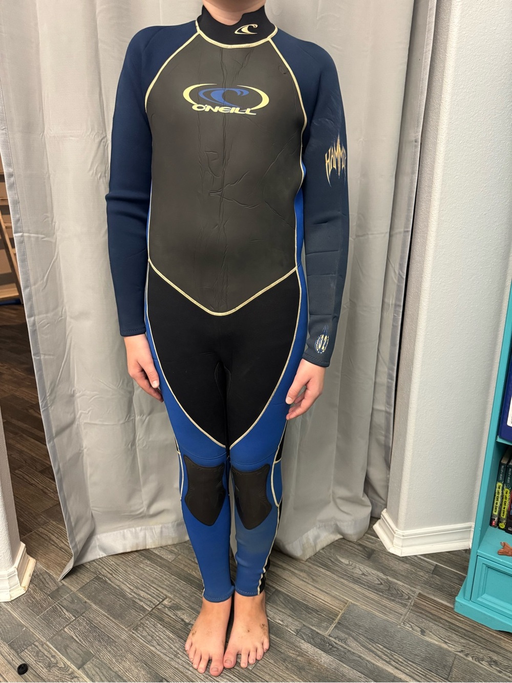 O’Neill Adult XXL Men’s Full Hammer Wetsuit – Blue/Black/Gold – Full Zip